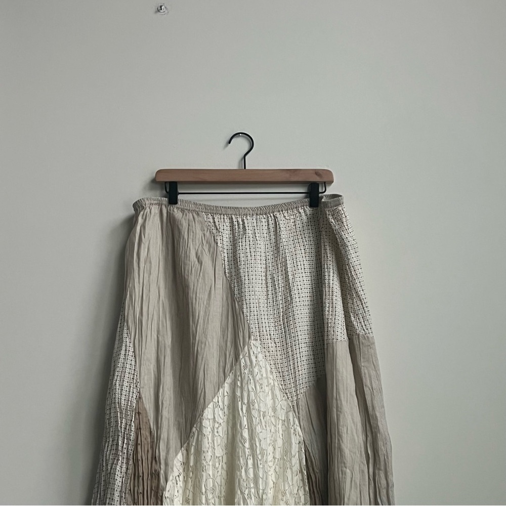 Style & Co Midi Skirt Patch Quilt Lace Midi Cotton XL Cottagecore Boho Peasant - Picture 3 of 8